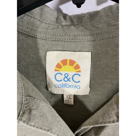 C&C California Women’s XL Green Short Sleeve Button Up Cotton Blouse - Picture 2 of 8